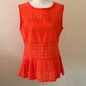 Beautiful Orange Eyelet Atelier Top
